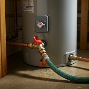 Water heater being drained