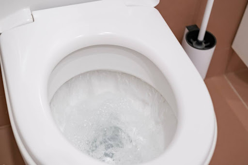 A toilet flushing.