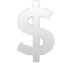 A white dollar sign symbol on a black background.