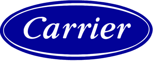 The Connors Plumbing, Heating, Air, & Electrical team’s blue oval logo features the word “Carrier” in crisp white italicized letters at its center, reflecting their professional and trustworthy services.